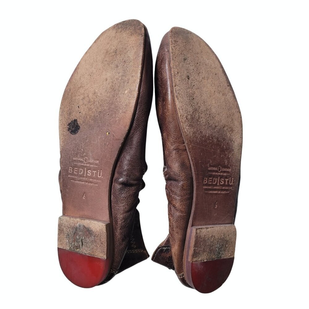 Bed Stu Bosworth Rustic Leather Ballet Flats Dark Taupe Size 6 - Picture 7 of 7